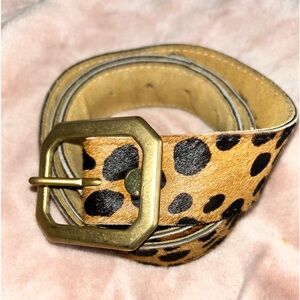 JJ Winters Belt Women’s Size Large Animal Print  Leather w/ Brass Buckle